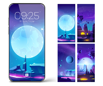 smartphone with illustrations